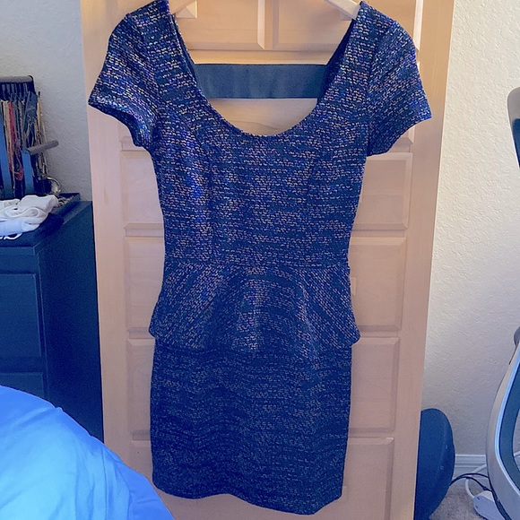 Tweed Backless Peplum Mini Dress - Picture 8 of 9